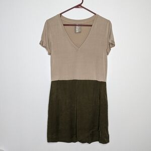 Anthro Dolan tan & green dress XSP
